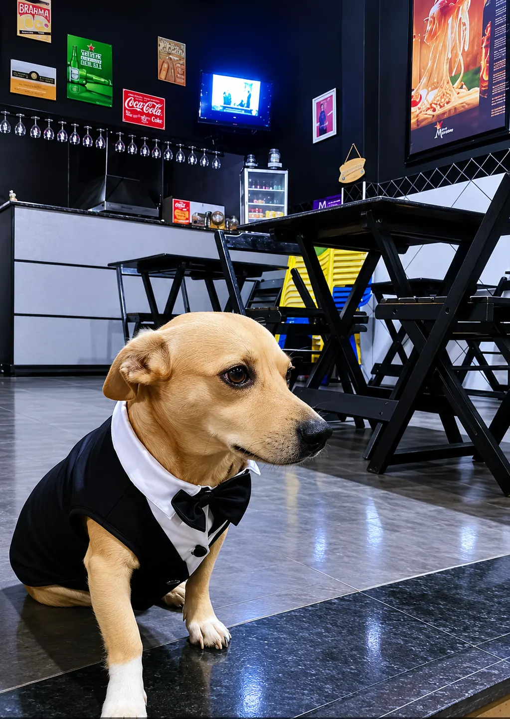 Mascote do Ponto Quente, nosso garçom favorito de gravata borboleta